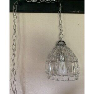 Faceted Glass Beaded Chandelier Pendant Swag Lamp 100+ Ft Cord